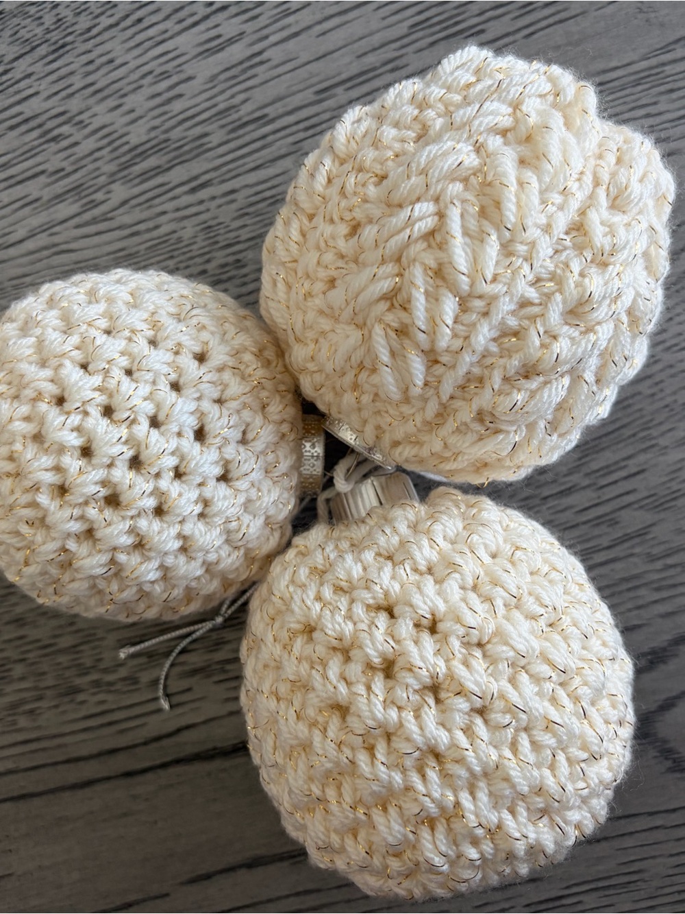 Handmade Cream Crochet Ornament Set - Home Accents